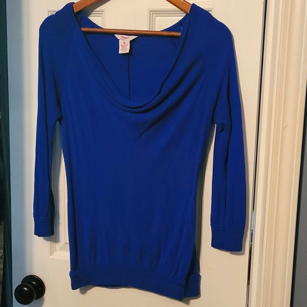 Candies blue cowl neck long sleeve top